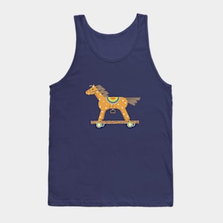 Wooden horses dark pattern Tank Top